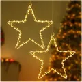 Produktbild: LED Weihnachtsstern Fensterlichter 2er Set 40 warmweiße Sterne Batteriebetrieben