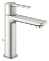 Produktbild: GROHE Lineare, Waschtischarmatur, wassersparend (Wasserhahn für das Bad, mit Zugstangen-Ablauf, 18cm hoch, langlebige Oberfläche, einfache Installation am Waschbecken), supersteel, edelstahl, 32114DC1