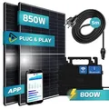 Produktbild: SUNNIVA® 850W Balkonkraftwerk komplett Steckdose - ASTRO-ENERGY 800W Micro Wechselrichter, PV Solaranlage, 2x425W Solarmodule, inkl. 5m Kabel, WIFI