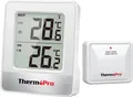 Produktbild: ThermoPro TP200 Funk Thermometer Innen für 2 Räume Raumthermometer mit Sensoren