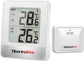 Produktbild: ThermoPro TP200 Funk Thermometer Innen für 2 Räume Raumthermometer mit Sensoren