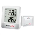 Produktbild: ThermoPro TP200 Funk Thermometer Innen für 2 Räume 868MHz, weiß innen außen 