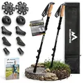 Produktbild: Wanderstöcke Teleskop Carbon oder Aluminium 65-135cm - Höhenverstellbare Walking Stöcke Damen & Herren - Nordic Walking Stöcke mit Korkgriff, Wolframspitze & Gummipuffer (Aluminum 65-135cm)