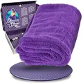 Produktbild: Nuke Guys Auto Trockentuch extrem saugstark & lackschonend | Gamma Dryer XXL 50x80cm Lila | 1400 GSM Mikrofaser Tuch zum effizienten Trocknen nach der Autowäsche | Mikrofasertuch