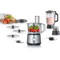 Produktbild: Roboter 1200 W – Topf 1,5 L – 3 Scheiben 2-in-1 – Glasmixer 1,5 L – Gewürzmühle 140 Ml – 2 Geschwindigkeiten + Puls – Schwarz Edelstahl