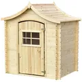 Produktbild: Timbela Kinderspielhaus, Beige, Holz, 146x152x112 cm, Outdoor Spielzeug, Spielhäuser