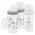 Produktbild: NUK Perfect Match Babyflaschenset | Ab 3 Monate | Passt sich dem Baby an | Temperature Control | Anti-Colic | 260 ml | BPA-frei | Silikontrinksauger, Medium | Regenbogen und Zweig | 3 Stück