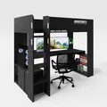 Produktbild: phoenix group AG Minecraft - Kojenbett, Hochbett, Gamingbett 120x90cm, mit Leiter, Schreibtisch und Stauraum, Schwarz Carbon Optik