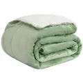 Produktbild: Basisstoff Cloudy Decke Sofa Kuscheldecke warm Sherpa Couchdecke mit Ecktasche Grün Gr. 130 x 150 cm