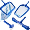 Produktbild: VEVOR Reinigungsset für Pools inkl. 2 abnehmbaren Bürstenköpfen (51/14 cm) & 2 Pool-Skimmernetzen, Reinigungswerkzeugset für eingebaute/oberirdische Pools für Blätter, feines Netz, keine Stangen