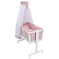 Produktbild: Babywiege Schaukelwiege Weiß Bettset Royal Rosa Rüsche Stickerei komplett