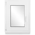 Produktbild: Neruli Kellerfenster Kunststoff Weiß Dreh-Kipp 50x80 cm BxH DIN Links 2 -Fach Glas Dichtung Schwarz