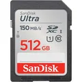 Produktbild: SanDisk Ultra 512 GB SDXC Speicherkarte (2022) bis 150 MB/s, C10, U1