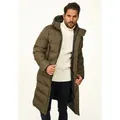 Produktbild: OneRedox Parka mit Kapuze als Winterjacke - Langer Steppmantel Herren warme Pufferjacke Steppjacke - Langer Wintermantel grün L