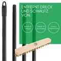 Produktbild: Schrubber aus Holz mit Borsten Wischer mit Gewinde und Steckstiel vierteilig - Scheuerbürste Union Boden-Bürste Ideal für Reinigung Balkon Terrasse