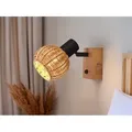 Produktbild: Meinewunschleuchte - Wandstrahler tavar mit Schalter, Holz & Rattan Korbgeflecht, Breite 10,5cm