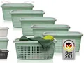 Produktbild: Hausfelder Wäschekorb Wäschewanne 58x37x25cm (Jadegrün, 6 Körbe, 35 l) (Set, 6 St., 6 x Wäschekörbe), mit klappbaren Henkeln, mit Griffen, 35 Liter