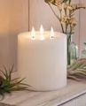 Produktbild: XXL LED 3 Docht Kerze aus Wachs Ø15x18cm creme Mehrdocht Stumpenkerze groß Timer