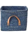 Produktbild: Rice Small Square Raffia Basket with Leather Handles