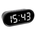 Produktbild: TFA Dostmann Digitaler Wecker mit LED-Leuchtziffern, 60.2025.01,inkl Innentemperatur, einstellbare Snooze Dauer, Kunststoff, 15cm x 6,5 cm, schwarz, 1 Stück