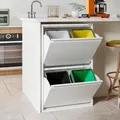 Produktbild: VEEHAUS Küche Mülleimer Für Den Vielseitigen Einsatz Mit Klappen Aus Edelstahl Stilvoller Abfalleimer Für Eine Effiziente Und Praktische Aufbewahrung Weiß (4 x 15 LT - 60 LT)