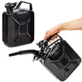 Produktbild: BW® Benzinkanister Metall 2x 5 Liter mit Ausgießer - Kraftstoffkanister Schwarz - RAL 9005 - TÜV-geprüft und UN-Zulassung - 0,9mm Stahl nach DIN 7274 - Made in Europe