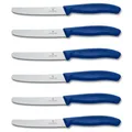 Produktbild: Victorinox Swiss Classic, Frühstücksmesser, Brötchenmesser, Scharfe Klinge, Wellenschliff, 11 cm, Kunststoffgriff, Rostfreier Stahl, Set 6teilig, Blau