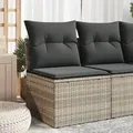 Produktbild: vidaXL Gartensofa ohne Armlehnen mit Kissen Hellgrau Poly Rattan