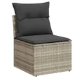 Produktbild: vidaXL Loungesofa Gartensofa ohne Armlehnen mit Kissen Hellgrau Poly Rattan, 1 Teile
