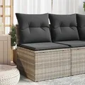 Produktbild: Gartensofa ohne Armlehnen mit Kissen Hellgrau Poly Rattan
