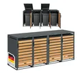 Produktbild: STEELSØN Mülltonnenbox Kestra 120L aus verzinktem Stahl (Anthrazit/Holz, Für 4 Tonnen), verfügbar mit 1, 2, 3, 4 oder 5 Türen, mit Sichtstreifen Holzoptik
