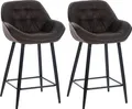 Produktbild: CLP 2er Set Barhocker Gibson Tresenstuhl gepolstert mit Fußstütze,braun Stoff