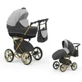 Produktbild: Klassischer Kinderwagen Sorento Gold 2 in 1 inkl. Sportsitz in 19 Farben - Grau