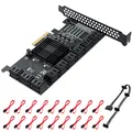 Produktbild: MZHOU PCIe SATA Karte - 18-Port SATA Erweiterungskarte RAID-Controller -6 Gbit/s X4/X8/X16,Unterstützt 18 SATA 3.0-Geräte （JMB575+AMS1166）