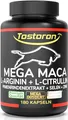 Produktbild: Tostoron MEGA MACA hochdosiert mit MACA Wurzel Pulver Extrakt 50:1-180 Kapseln + L-Arginin, L-Citrullin, Pinienrinde, Selen, Zink, 1 Dose (1x145,2g)
