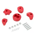 Produktbild: TRIBECCO Klettersteine 5er-Set mit Befestigung – Polyresin Griffe für Indoor & Outdoor (Rot)