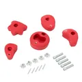 Produktbild: TRIBECCO Klettersteine für Kletterwand 5 Stück Klettergriffe inkl. Befestigungsset Verschiedene Formen Größe 8 x 11,5 cm aus Polyresin zum Outdoor- und Indoor-Klettern (Rot)