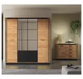 Produktbild: Lomadox Schlafzimmer-Set URBANIA-131, (Spar-Set, 2-tlg., Kleiderschrank Kommode), Schlafzimmermöbel Garderobenschrank Sideboard modern Eiche mit schwarz