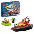 Produktbild: LEGO City Feuerwehrboot schwimmt mit Rennboot und 3 Minifiguren ab 5 Jahren