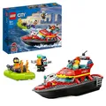 Produktbild: LEGO City Feuerwehrboot, Spielzeug, das im Wasser schwimmt, mit Rennboot, 3 Mini