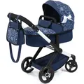 Produktbild: Bayer Design 17073AB Puppenwagen Xeo mit Tasche, höhenverstellbarer Griff, Schwenkschieber, wandelbar als Puppenjogger, bewegliche Vorderräder - Blau