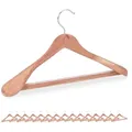 Produktbild: Relaxdays Kleiderbügel Anzug, 16er Set, Zedernholz, Mottenschutz für Kleiderschrank, Hosensteg, breite Anzugbügel, natur