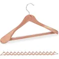 Produktbild: Kleiderbügel Anzug, 16er Set, Zedernholz, Mottenschutz für Kleiderschrank, Hosensteg, breite Anzugbügel, natur - Relaxdays