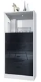 Produktbild: Vladon Kommode Pino V3 (Anrichte, mit 4 Schubladen & 1 offenem Fach), Weiß matt/Schwarz Hochglanz (56 x 125 x 36 cm)