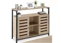 Produktbild: tectake Lowboard TV-Schrank, höhenverstellbare Kunststofffüße, 100 x 37 x 82 cm (Fernsehboard Warrington, in Industrial Holz hell, Eiche Sonoma), Holz & Stahl, 2 Ablagen, 2 Magnettüren und 3 verstellbare Einlegeböden