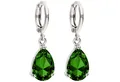 Produktbild: LÖB Paar Creolen Damen Ohrringe Hängend Creolen Tropfen Zirkonia Stein Anhänger Silber (Geschenke für Frauen Beste Freundin Mutter Mama Damen zum Geburtstag Weihnachten Weihnachtsgeschenke), Ohrhänger Tropfenform Strass Glitzer Oval Smaragd Grün