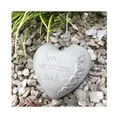 Produktbild: Radami Grabherz Gedenkstein - Wir vermissen Euch - Grabschmuck Grabdeko Trauerherz 10cm, Handarbeit Natur -grau