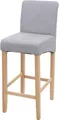 Produktbild: Barhocker MCW-C33, Barstuhl Tresenhocker, Holz MVG- hellgrau, helle Beine, Stoff/Textil