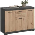 Produktbild: FMD-Möbel Sideboard Bristol 3 XL, eiche/anthrazit, mit Türen und Schubladen, Maße: 120 x 89,9cm
