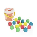 Produktbild: Miniland - Spieleimer mit Steckfiguren, Lachsfarben.Geschicklichkeitspiel für Kleinkinder, recycelten Materialen. Kollektion Feel to Learn